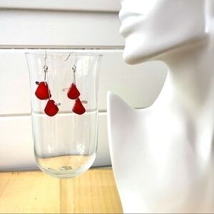 💙2/$29 🎉HP 🐢 Geometric Red Coral Dangle Earrings 2” Coastal Beach Summer